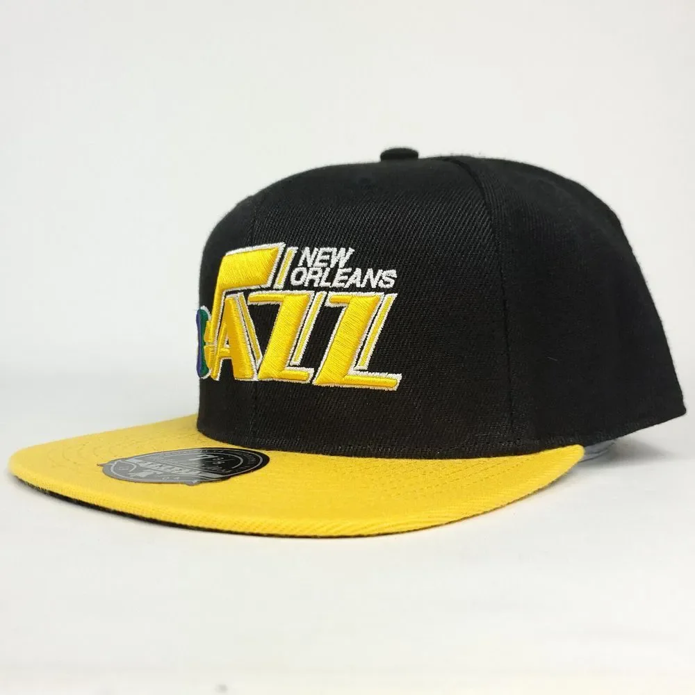 New Orleans Jazz Mitchell &‎ Ness Fitted 7 3/8 Flatbill Hat Cap 3D Logo NWT